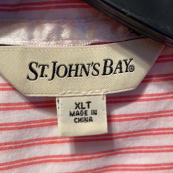 ST. JOHN’S BAY RED/WHITE STRIPED SHIRT SZ XLT - Picture 2 of 13